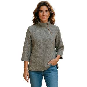 Soft Surroundings Gray Cable Knit Tunic Small